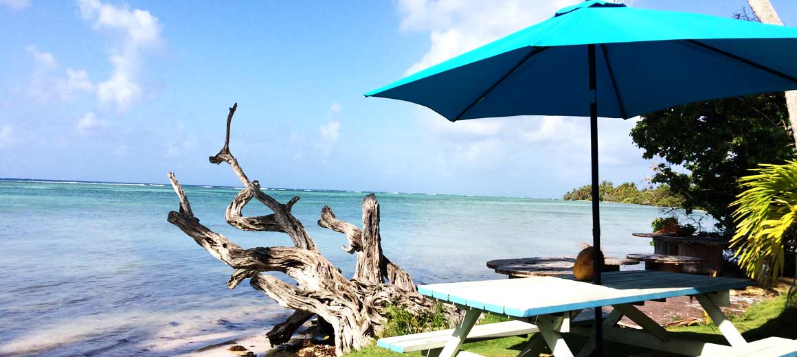 terrasse restaurant pieds  dans l'eau Marie-Galante